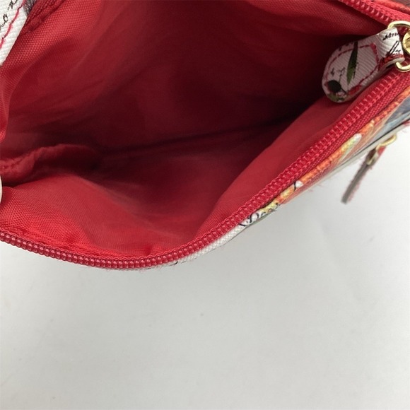 MultiSac Crossbody Bag Womens Small White Floral Butterfly Print Red - Picture 6 of 10